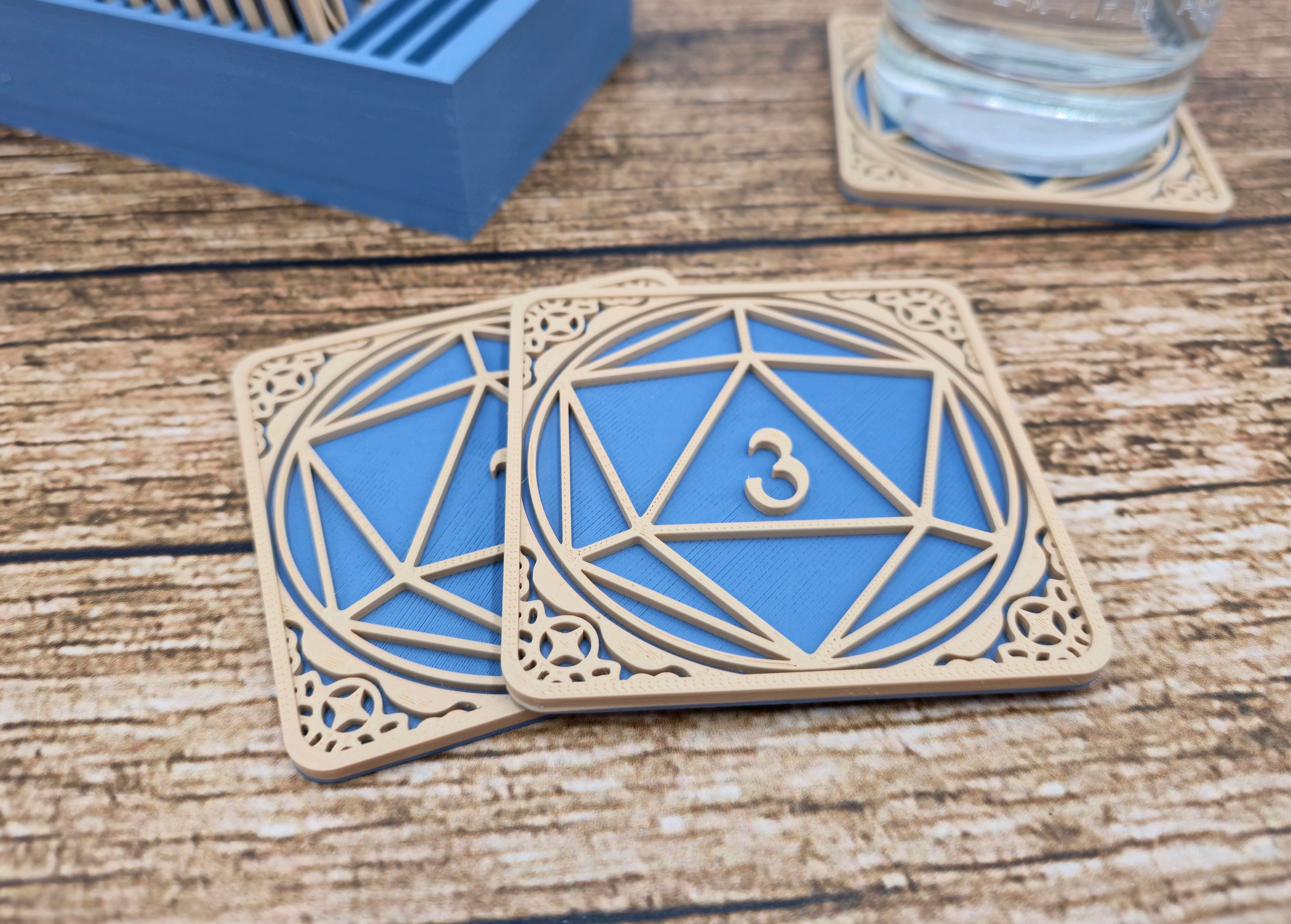 3D-Untersetzer im D20-Design "eckig"