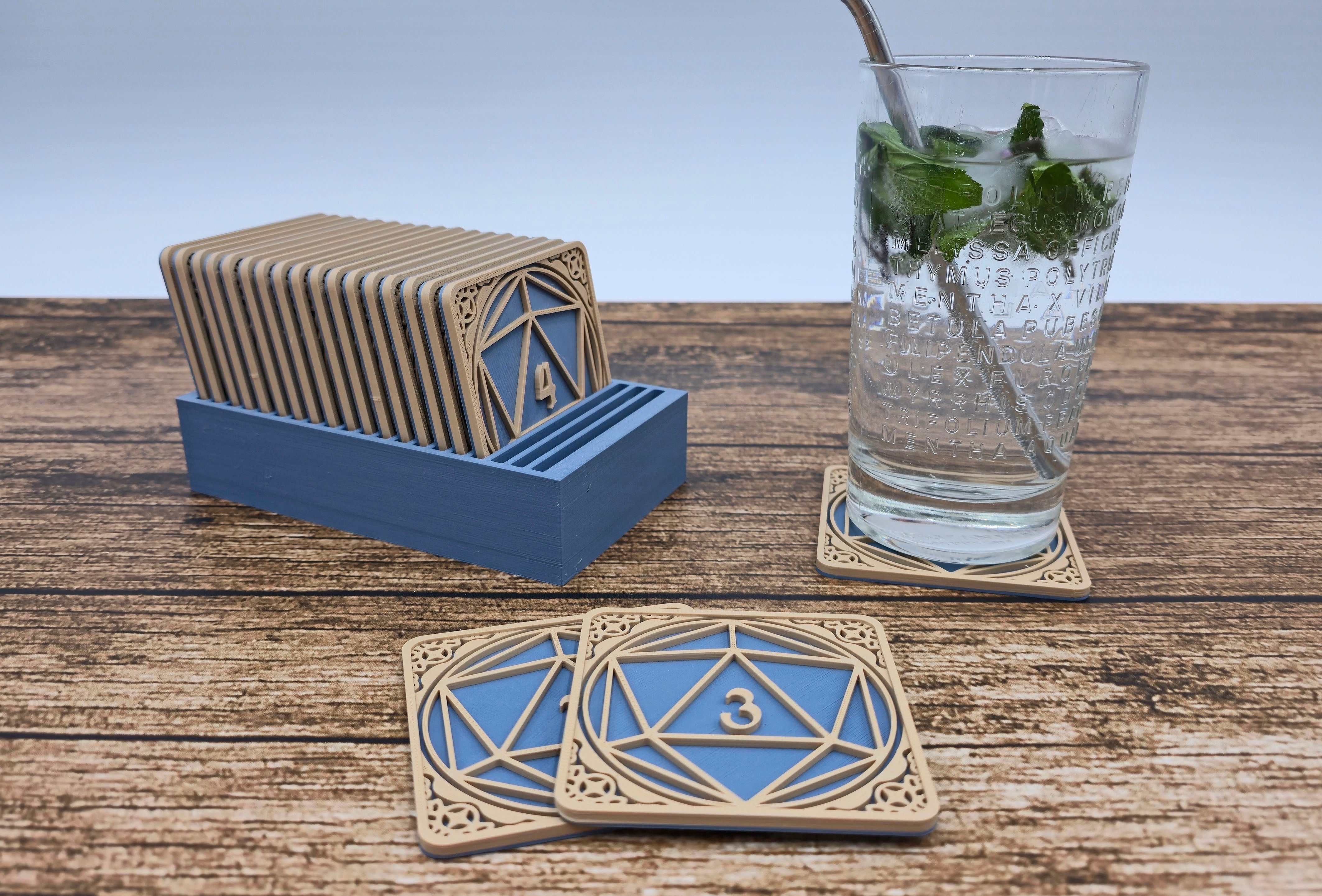3D-Untersetzer im D20-Design "eckig"