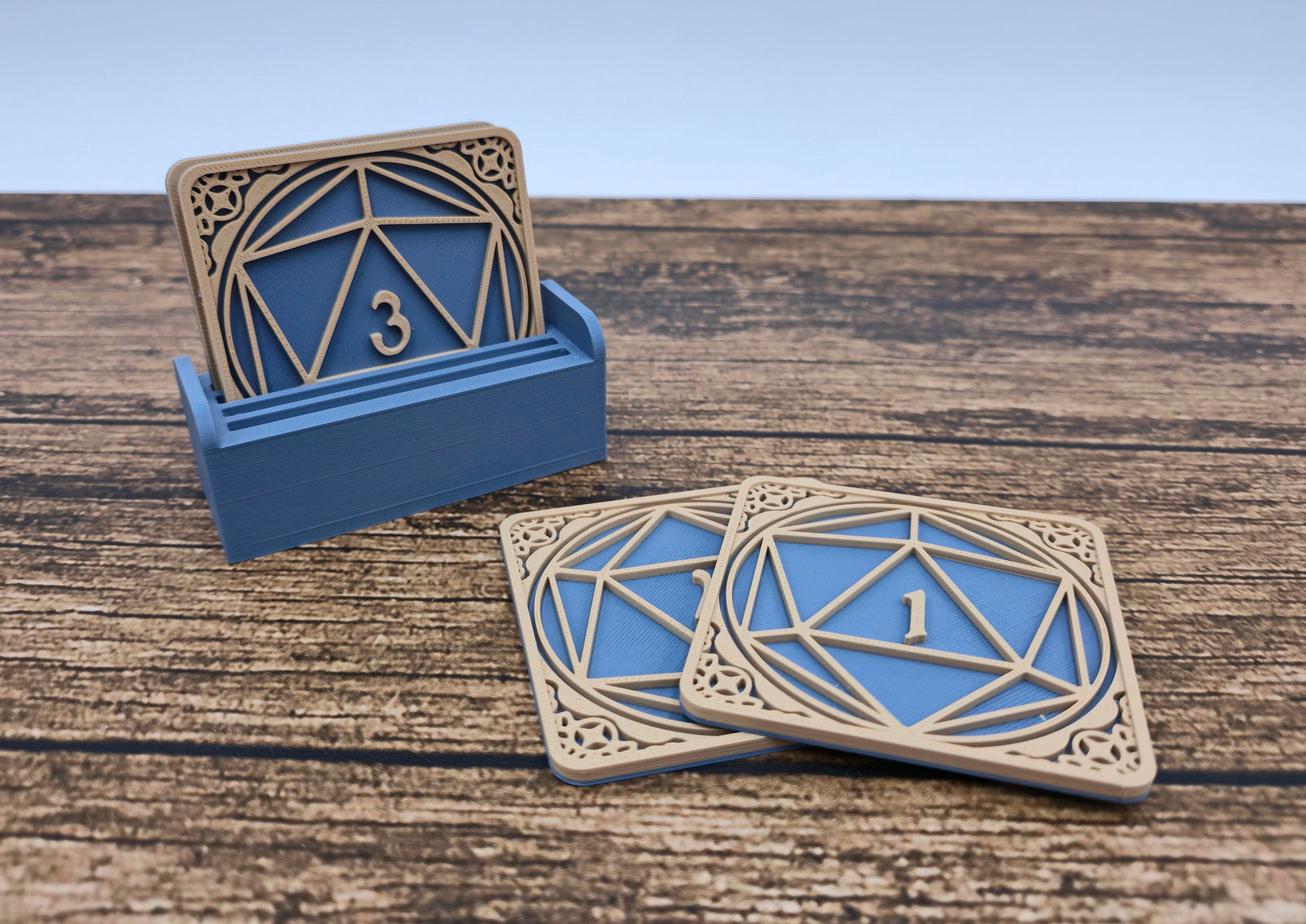 3D-Untersetzer im D20-Design 