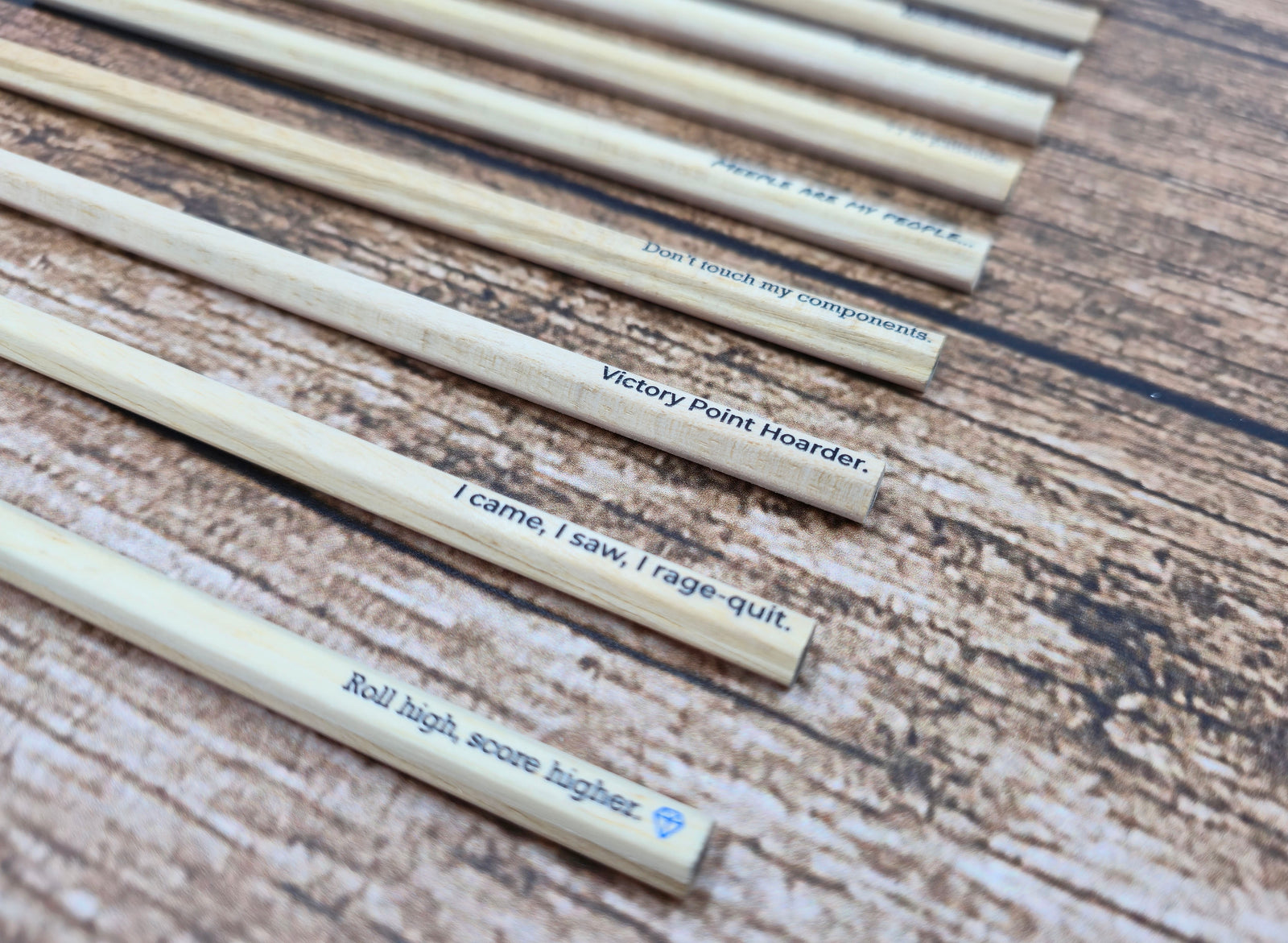 Bedruckte Bleistifte für Brettspiele & D&D